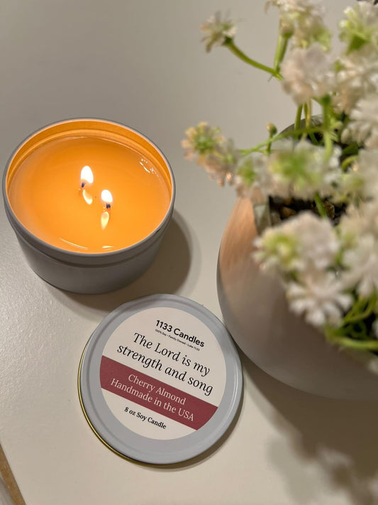 8oz Cherry Almond Candle | Psalm 118 Christian Candle