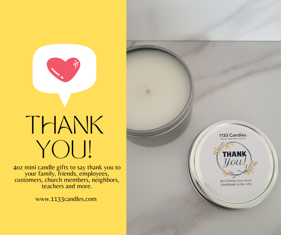 4oz Mini Candles Thank You Favors | Bulk Thank You Gifts | Set of 10