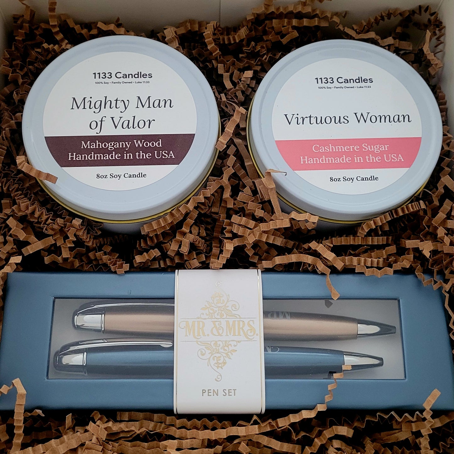 Mr. and Mrs. Candle Gift Box | Pastor And Wife Anniversary Gift | Christian Candles for Couples | Wedding Gift