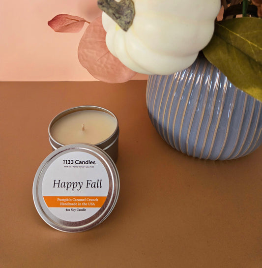 4oz Pumpkin Caramel Crunch Soy Candle | Happy Fall Mini Candle