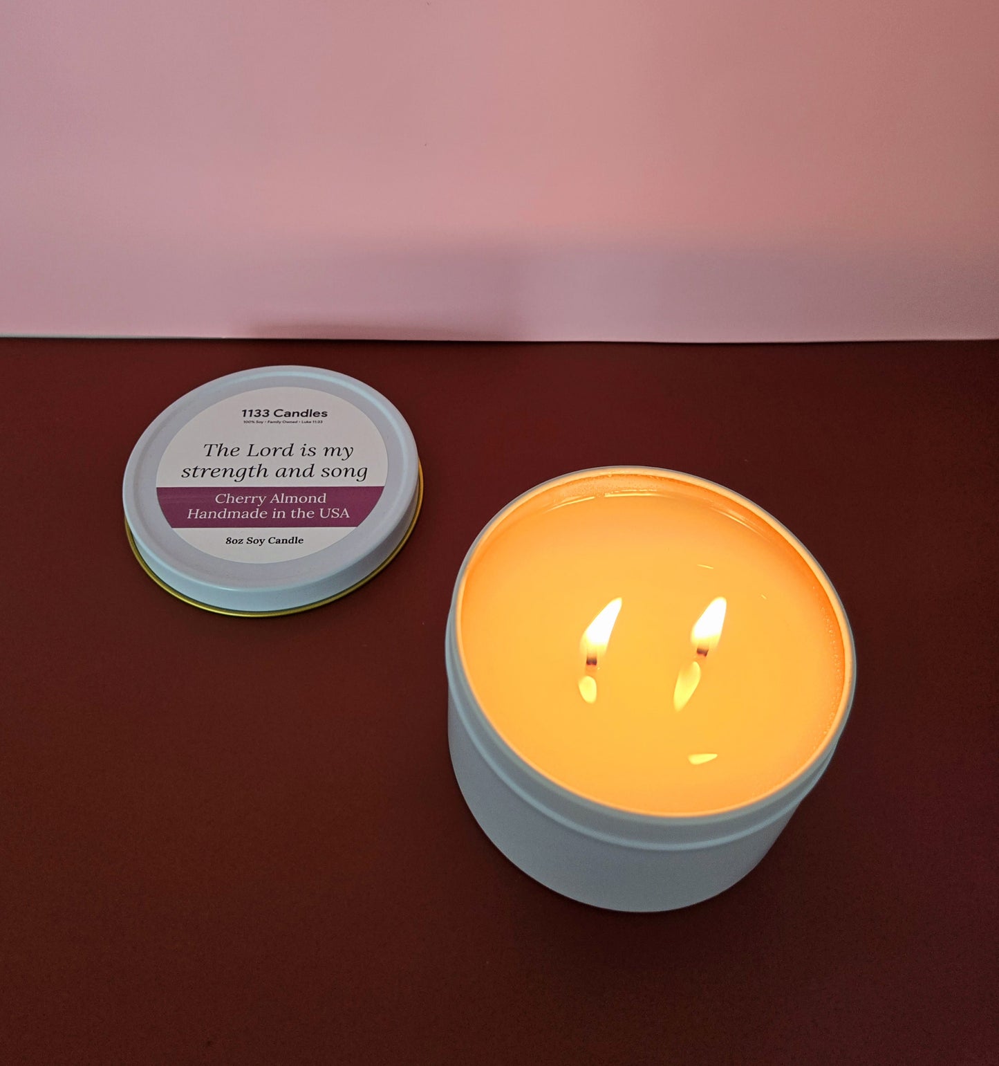 8oz Cherry Almond Candle | Psalm 118 Christian Candle