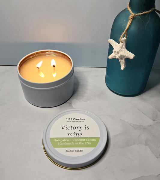 8oz Honeydew and Coconut Cream Soy Candle | Victory is Mine