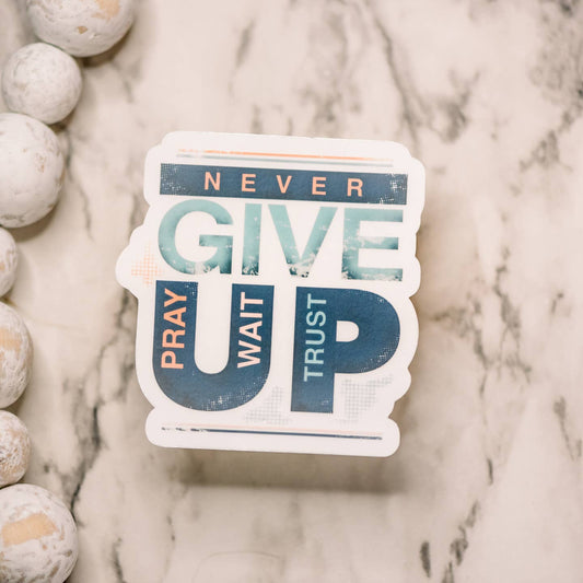 Never Give Up Clear Vinyl Sticker | Laptop Sticker | Notebook Sticker