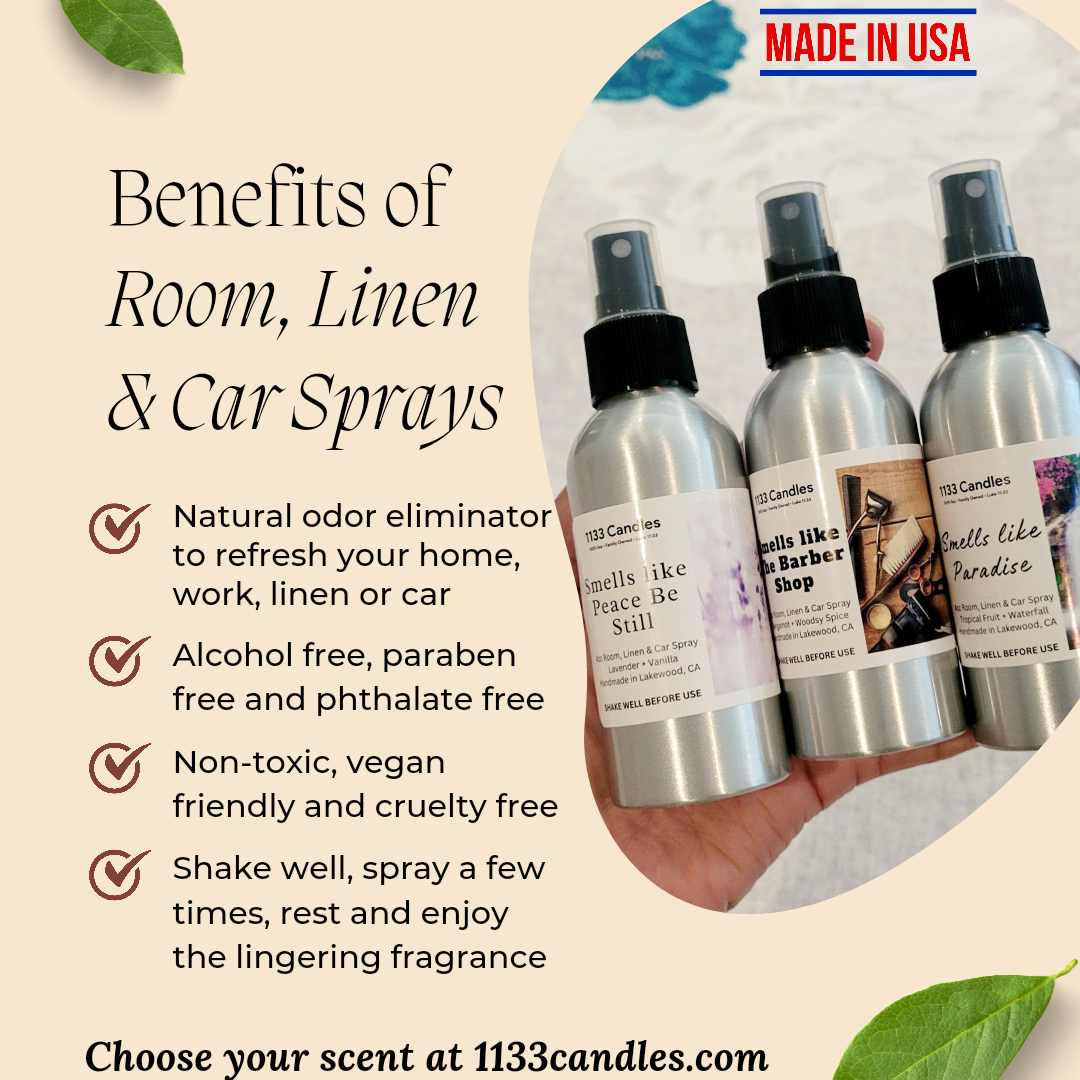 4oz Room and Linen Spray | Car Freshener | Natural Odor Eliminator | Air Freshener