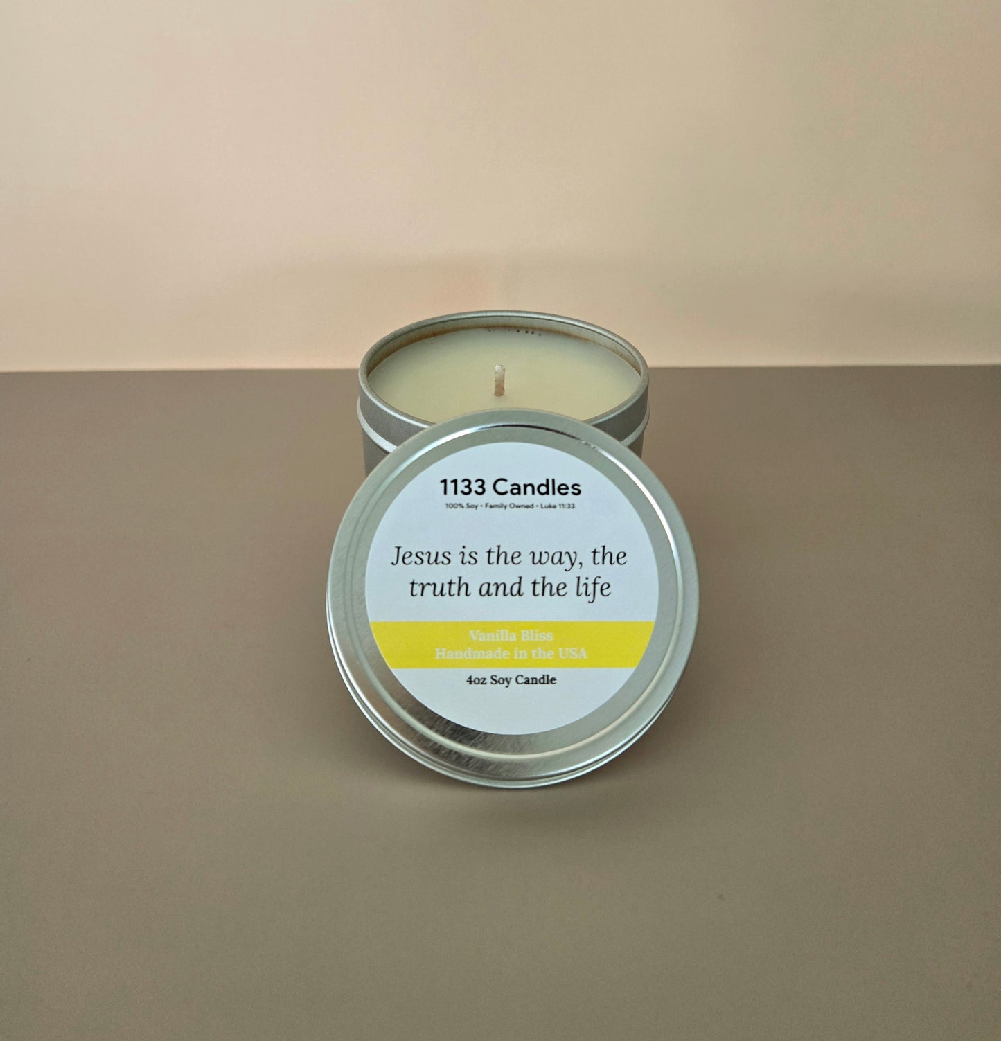 4oz Vanilla Bliss Candle | Jesus is the Way | Christian Candle