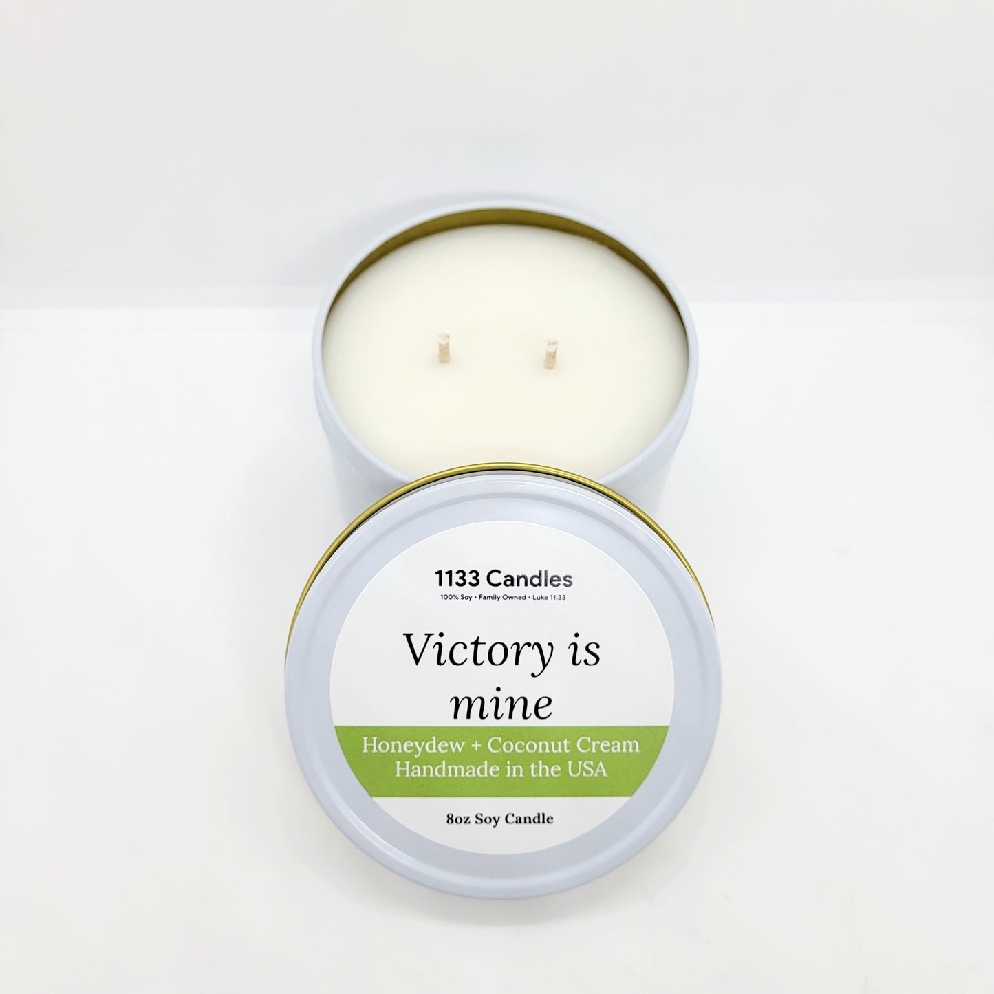 8oz Honeydew and Coconut Cream Soy Candle | Victory is Mine