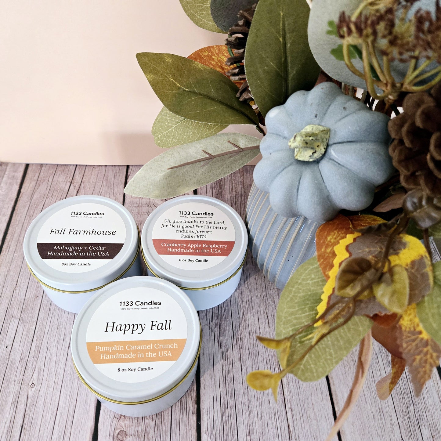 Happy Fall Candle Bundle of Three | 8oz Soy Candles | Fall Scents