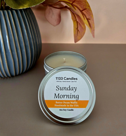 4oz Butter Pecan Waffle Candle - Sunday Morning Christian Candle