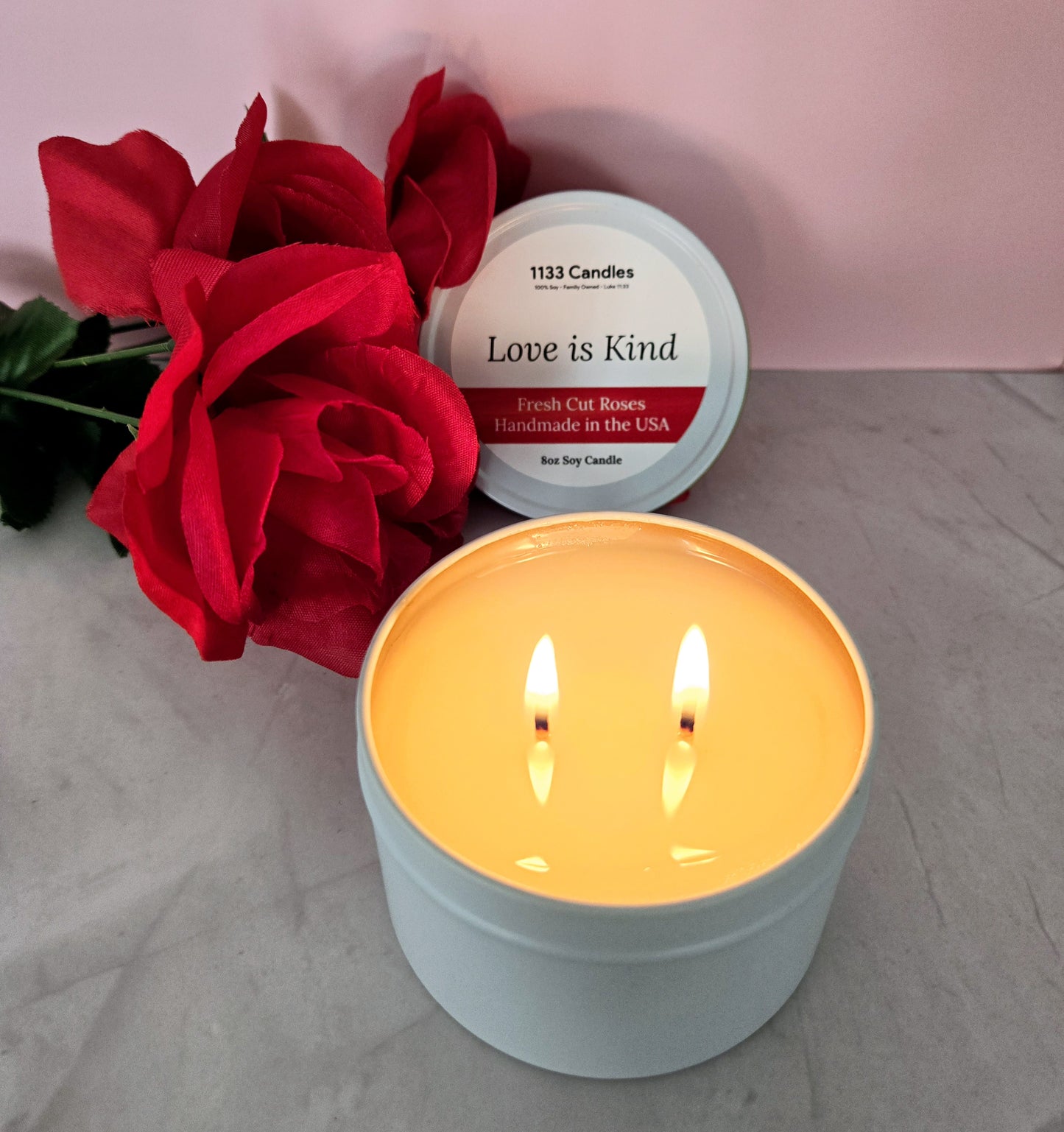 8oz Fresh Cut Roses Candle | Love is Kind Christian Candle