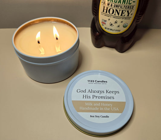 8oz Candle Milk and Honey | God Always Keeps His Promises