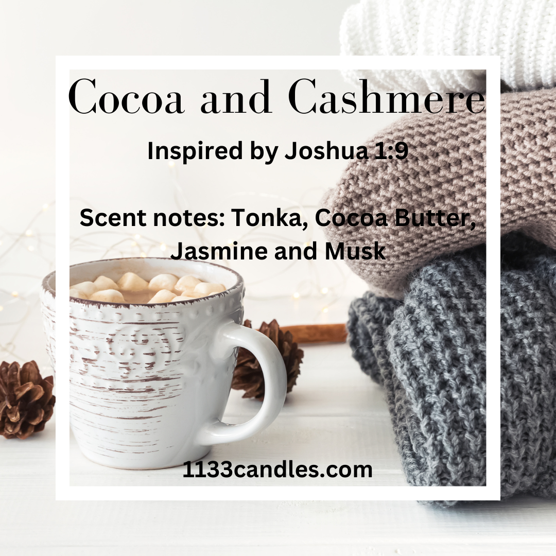 8oz Cocoa and Cashmere Soy Candle | Strong and Courageous