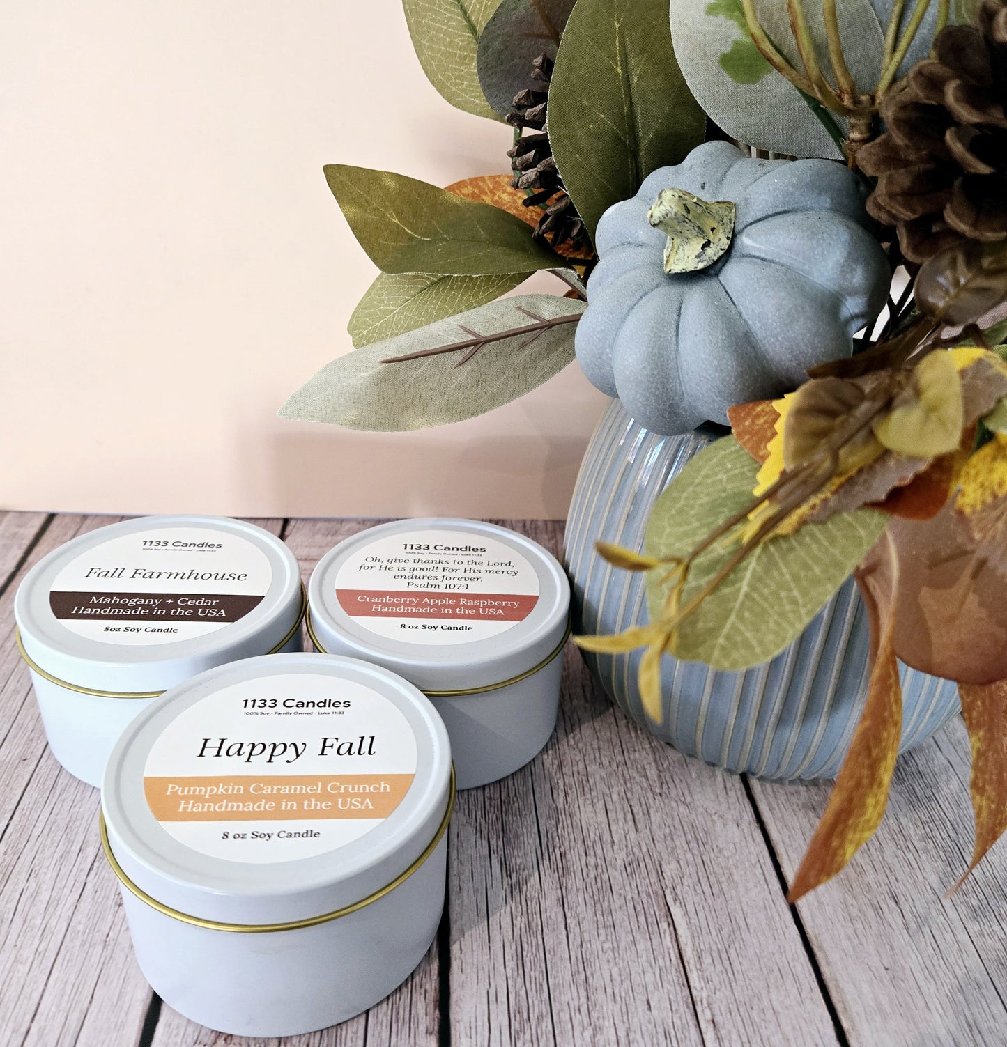 Happy Fall Candle Bundle of Three | 8oz Soy Candles | Fall Scents