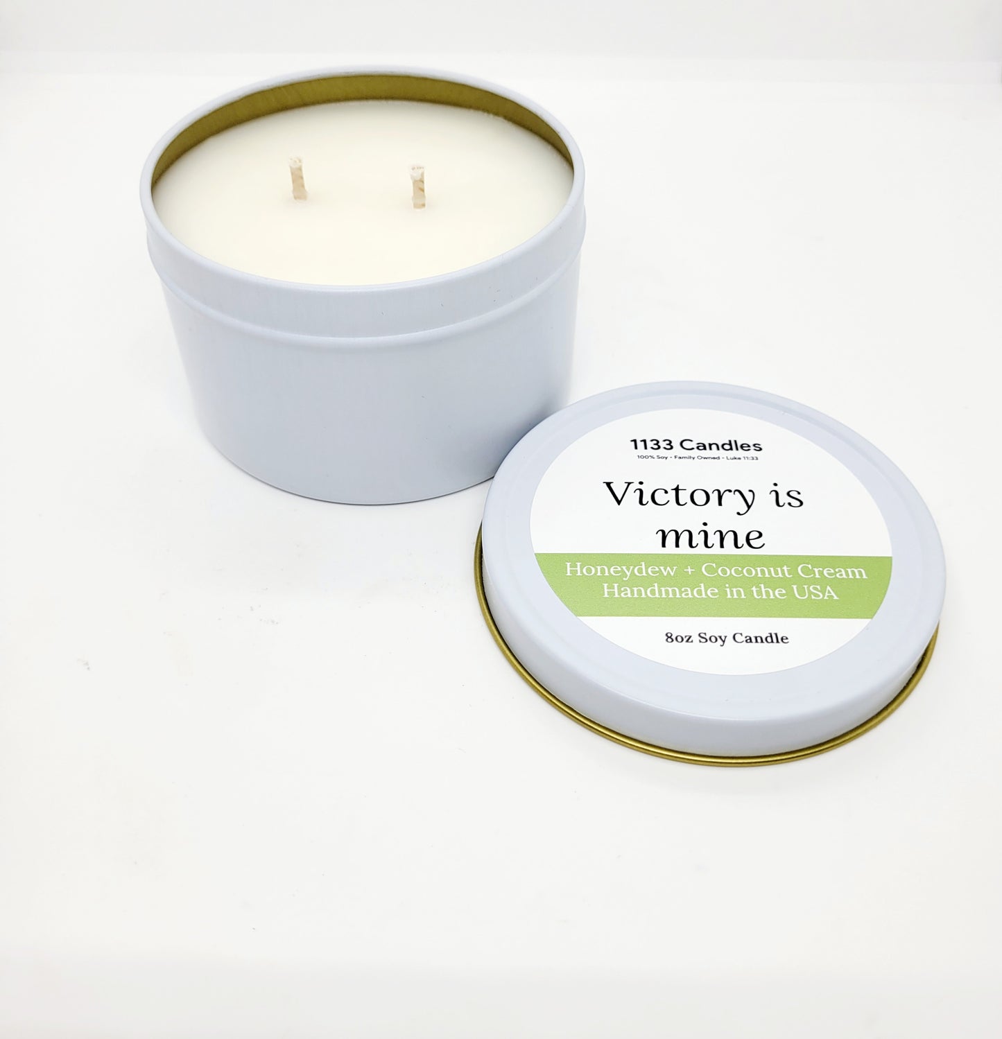 8oz Honeydew and Coconut Cream Soy Candle | Victory is Mine