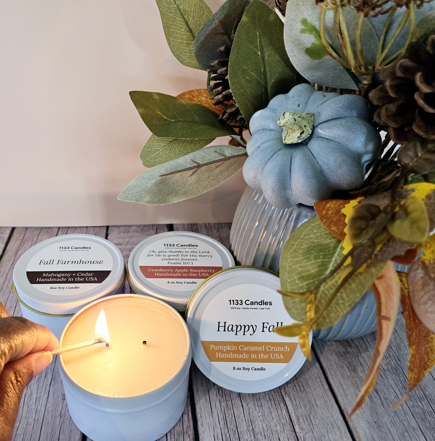 Happy Fall Candle Bundle of Three | 8oz Soy Candles | Fall Scents